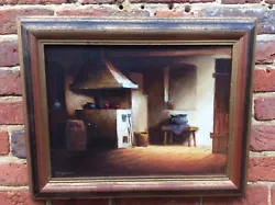 Buy Vintage Signed Oil Painting Of Kitchen Scene In Gilt Wood Frame • 29.99£
