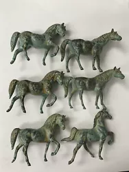 Buy 6 Vintage Bronze Horses Statues, Roman Artifacts Smithsonian Reproduction Italy • 43.82£