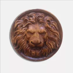 Buy Lion Head Wood Carved Sculpture Wooden Wall Hanging Decor Art Plaque 100%Natural • 37.56£