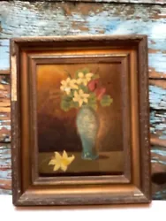 Buy Victorian Old Oil Painting Of Flowers Still Life • 40£