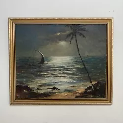 Buy Vintage Beach Sunset Nautical Coastal Impressionist Oil Painting • 49.99£