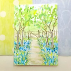 Buy ACEO ORIGINAL Hand Painted Signed Bluebell Wood Lane Mini Painting By Hellie P • 7.99£