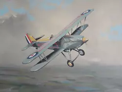 Buy Original Painting, Aviation Art Aeroplane 'Hawker Fury' 16x12  Not  Print • 25£