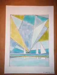 Buy Boats Ships, A4 Contemporary Minimalism Naif Painting • 6£