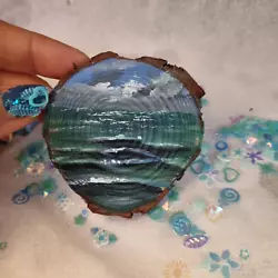 Buy Original Painting On Wood Log, Ocean Painting Perfect Gift,  Home Decor 5-6 Cm • 11.77£