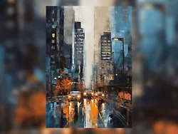 Buy Urban City Street With Tall Buildings Oil Painting Print Art Decor 5 X7  • 4.99£