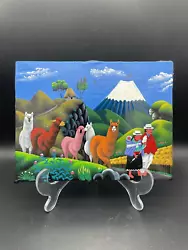 Buy Vtg Tigua Ecuador Folk Art Strolling Family Scene Painting Unsigned 6  X 7.75  • 24.81£