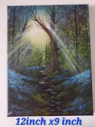 Buy Bluebell Woods Atmospheric Light Unframed Signed Mixed Media On Canvas 12in X9in • 20£