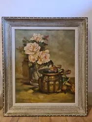 Buy Original Oil On Canvas Vintage Painting Of Flowers Signed And Framed • 50£