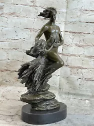 Buy Large European Bronze Sculpture Young Dad Daughter Nude Man Garden Statue • 125.05£