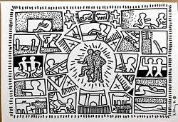 Buy ❤️ Keith Haring - Pop Art - Original Drawing - Figures Story • 145£