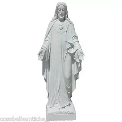 Buy Statue Sacred Heart Jesus White Carrara Marble Italy Sacred Art Sculpture • 5,396.13£