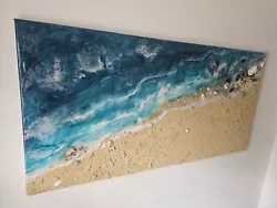 Buy Extra Large Realistic Resin Ocean Beach Wall Art 140cm ×70cm Framed  • 200£