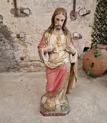 Buy Antique Religious Statue Jesus Sacred Heart Church Sculpture • 4,250£