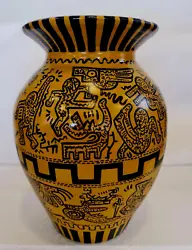 Buy Keith Haring Painted On Handmade Terracotta Pitcher - 9.8in H X 6.29in L -Signed • 631.49£
