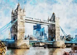 Buy London  Tower Bridge Painting, Watercolour Artwork, Print, Unique Gift, Free P&p • 4.49£