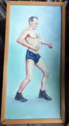 Buy 1950's Painting-Older Man In Trunks,High Tops, Athletic Pose 12x24-Gay Interest? • 69.46£