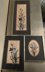 Buy J Metzler Watercolor Butterfly  Wild Flowers Painting Framed Lot Set Original • 751.27£