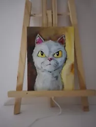 Buy Cat Painting Vintage Style Impressionism Small Painting Cardboard 12.5x17.5cm  • 20£