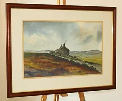Buy K WOOD (20th Century) Watercolour Painting Of Houses On A Road Through The Moors • 165£