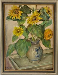 Buy Oil Painting August Long Brock 1891 - 1979 Still Life With Sunflower Hamburg • 718.82£