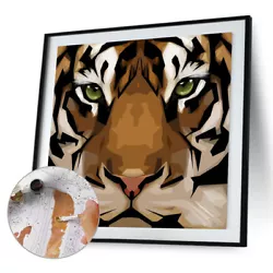 Buy Brown Tiger Colouring Oil Canvas Pictures DIY Hand Painted Paint By Numbers Kit • 5.39£