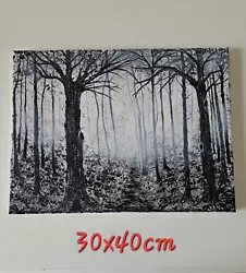 Buy Mixed Media Woodland Landscape Ancient Trees Foliage Misty Path Unframed Signed  • 20£