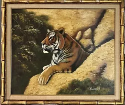 Buy Vintage 1970s 24  X 20  Bengal  Tiger Oil On Canvas Painting Signed Ronald MCM • 212.62£