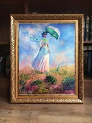 Buy Obk Art Spring Sale 20% Off. Monet Woman With Umbrella Original Oil Framed Gold • 249£