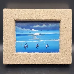 Buy Original Ocean Scene Oil Painting With Sand Covered Wood Frame EUC Fish Sea  • 18.90£