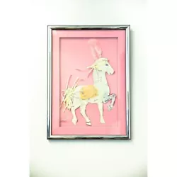 Buy Vintage Prancing Pink Horse Mixed Media Art Pink Feather Artist Signed  Grant  • 314.99£