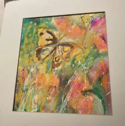 Buy Mid Century Hippies Butterfly Watercolor Retro 1960/70 Purcell Signed • 82.88£