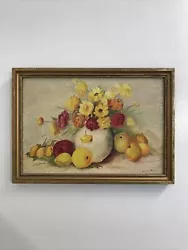 Buy Vintage Flowers And Fruit Impressionist Oil Painting • 39.99£