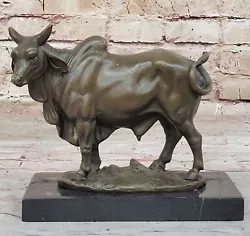 Buy Signed Male Bull Bronze Sculpture Figurine Art Deco Animal Statue Figure Art NR • 139.09£