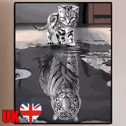 Buy Oil Painting By Number Kit Tiger Cat Canvas Drawing Modern DIY Hand Painted Art • 7.43£