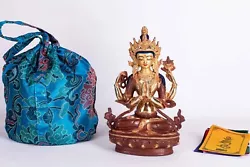 Buy 9  Enchanting Hand-Painted Four-Armed Chenrezig Statue: Gold Plated Face • 885.97£