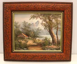 Buy UNNAMED Lake And Mountains Landscape ORIGINAL Oil Painting Canvas FRAMED - W41 • 9.99£