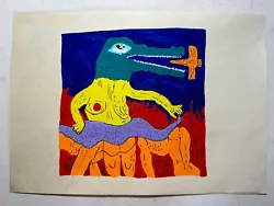 Buy Keith Haring Painting On Paper (Handmade) Signed And Stamped Mixed Media • 104.56£