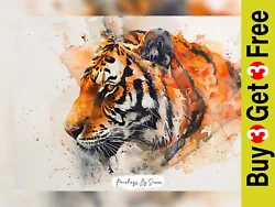 Buy Majestic Tiger Portrait Animal, Watercolor Painting Print 5 X7  On Matte Paper • 4.99£