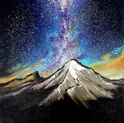 Buy Mountain Landscape Painting Starry Sky Painting Space Wall Art 8  By 8  • 37.21£