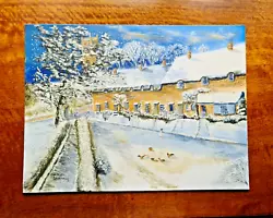 Buy ORIGINAL 16  X 12  OIL PAINTING Of VILLAGE IN THE SNOW WITH SNOWMAN, CHURCH Etc • 45£