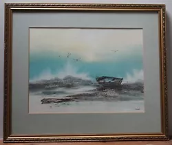 Buy Coastal Scene - Framed Watercolour Painting Indistinctly Signed • 45£