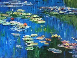 Buy Claude Monet Lillies Oil Painting 30x20 NOT A Print Poster.Box Framing Available • 71.38£