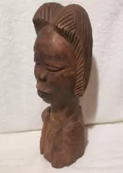 Buy VTG Hand Carved Wood African Woman MAN Head Statue ART SCULPTURE BUST PRIMITIVE • 82.88£