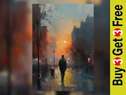 Buy City Dusk Reverie - Urban Sunset 5  X 7  Art Print, Moody Cityscape Painting • 4.99£