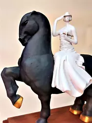 Buy Horsewonan Black Horse Girl Original Author's Sculpture Natural Wood Pedestal • 2,976.73£