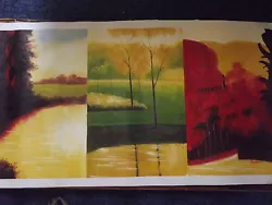 Buy Abstract 3 Seasons Large Long Oil Painting Yellow Red Green Landscape Original • 38.95£