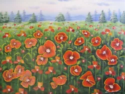 Buy Poppy Field Poppies Painting Canvas Floral Flower Flowers Landscape Modern Art • 22.95£