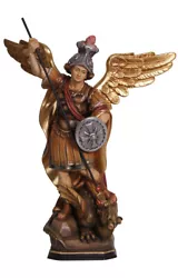 Buy Statue Saint Michael Archangel Wooden Of Val Gardena Various Measures Range • 15,749.37£