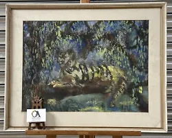 Buy Original Antique Watercolour Of A Tiger By Mary Hamilton Mack • 200£